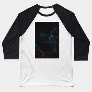 Abstract Blue Lines Resembling Star Constellation on Black Background Baseball T-Shirt